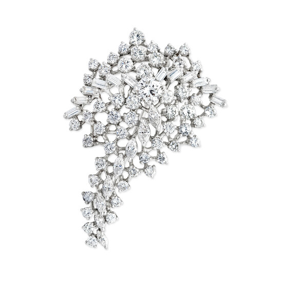A Diamond and White Gold Brooch