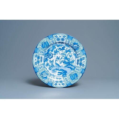 A Dutch Delft blue and white Wanli-style chinoiserie dish, l...