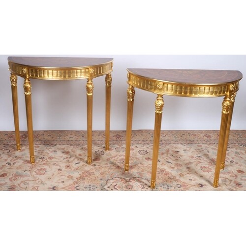 A FINE PAIR OF CONTINENTAL KINGWOOD MARQUETRY AND GILT SIDE ...