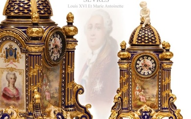 A Fine Large 19th C. Sevres louis XVI Et Marie Antoinette Clock