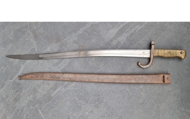 A French M1866 pattern chassepot sword bayonet and scabbard,...