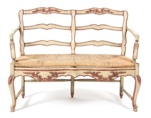 A French Provincial Style Carved and Painted Two-Chair