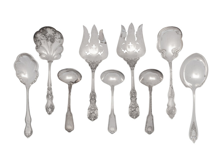 A Group of American and English Silver and Silver-Plate Serving Spoons