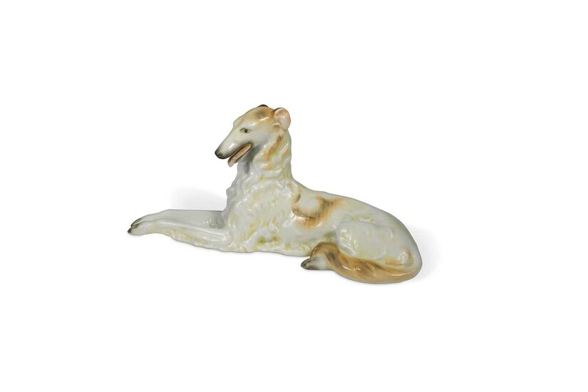 A Herend model of a recumbent Borzoi