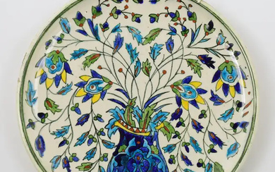 A Kutahya style pottery dish, Qajar Iran, late 19th / early 20th...