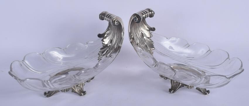 A LOVELY PAIR OF 19TH CENTURY FRENCH SILVER AND CRYSTAL