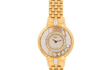 A Lady's 'Happy Diamonds' and Gold Wristwatch, Chopard