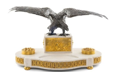 A Large Louis XVI Gilt Bronze Mounted Marble Standish