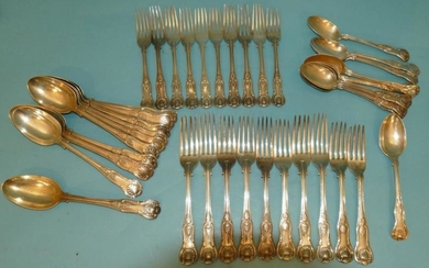 A London Harlequin Silver Kings Pattern Flatware Service comprising...