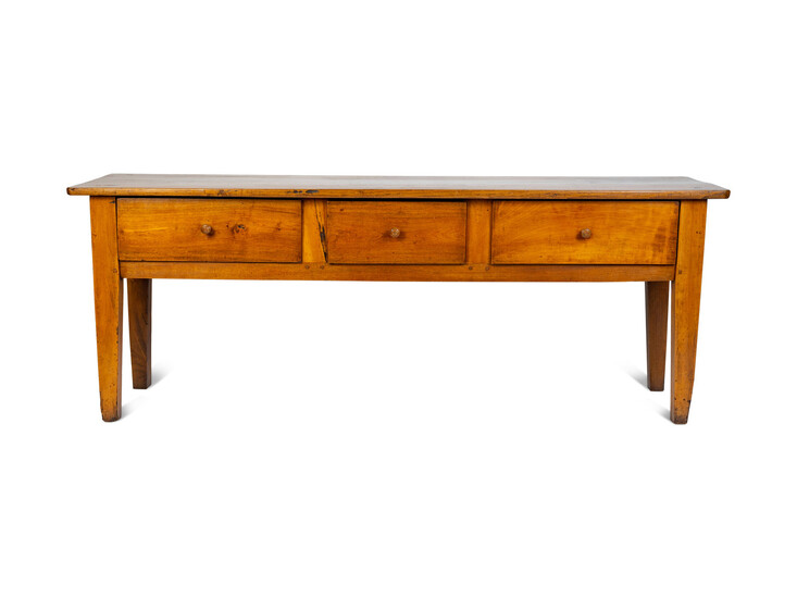 A Provincial Walnut Three-Drawer Table