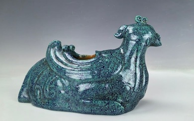 A Robin Egg Glazed Heavenly Rooster Shaped Porcelain Pot