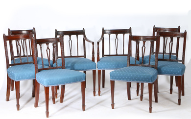 A SET OF EIGHT 19TH CENTURY MAHOGANY DINING CHAIRS.