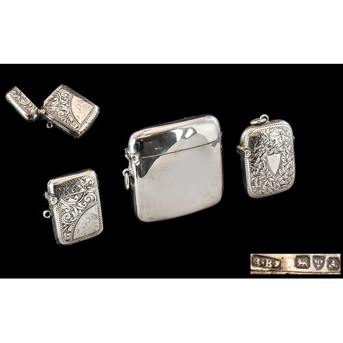 A Small Collection of Sterling Silver Hinged Vesta Cases, Va...