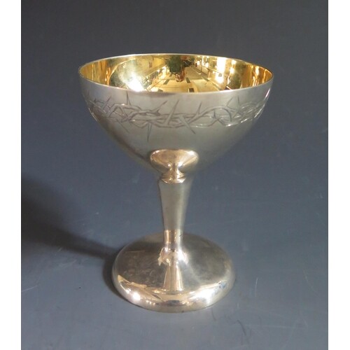 A Small and Heavy George VI Silver and Gilt Lined Chalice de...