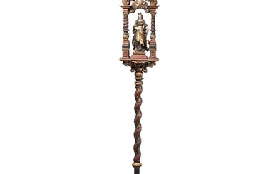 A South German processional pole with Saint Catharine, circa 1680