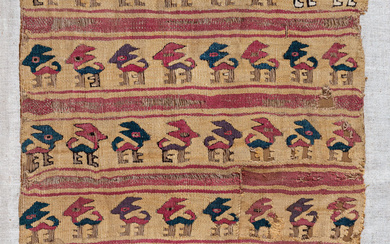 A Textile Panel Decorated with Multicolored Animals, Central Coast, Peru, Late Intermediate Period, 1100-1470 CE
