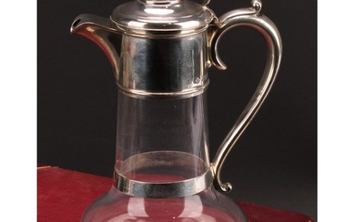 A Victorian silver mounted clear glass trumpet shaped claret...