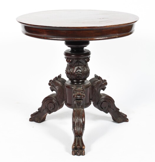 A Victorian style carved mahogany occasional table