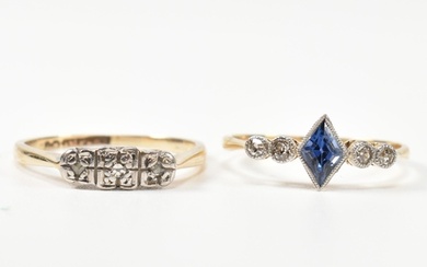 A Victorian/Edwardian 18ct gold, sapphire and diamond ring a...
