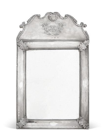 A WILLIAM AND MARY SILVER DRESSING TABLE MIRROR, LONDON, 1690, MAKER'S MARK WI, STAR BELOW