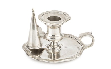 A William IV silver small chamberstick, with shaped borders and...