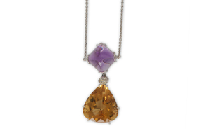 A citrine and amethyst pendant necklace The sugarloaf...
