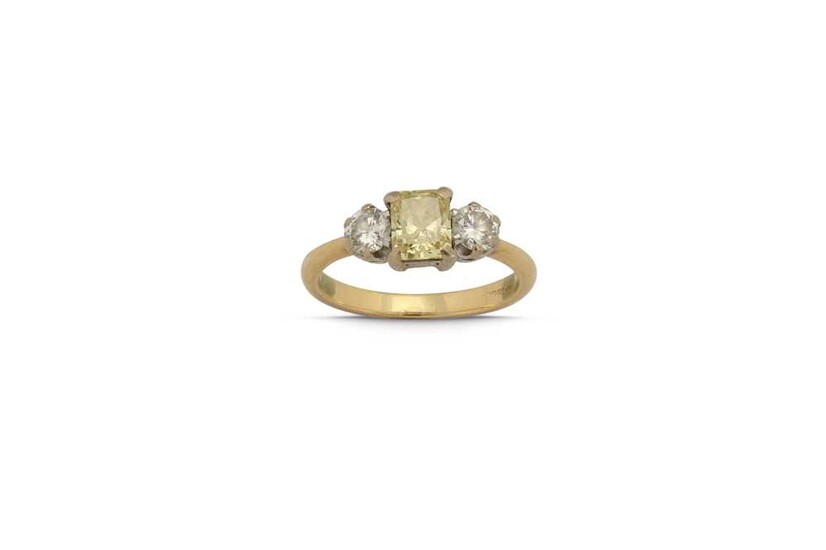 A diamond and Fancy Coloured diamond ring