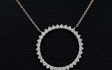SOLD. A diamond necklace set with numerous brilliant-cut diamonds weighing a total of app. 1.00...