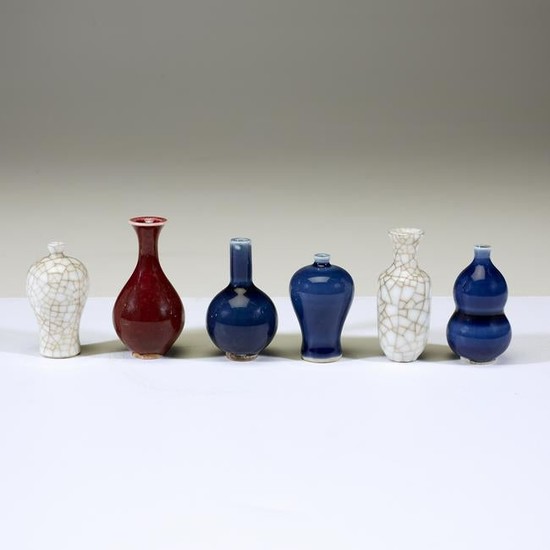 A group of six Chinese miniature porcelain vases
