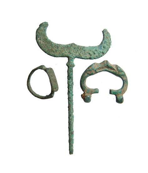 A group of three Near Eastern bronze objects