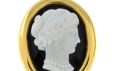 A late 19th century 18ct gold mounted banded agate cameo brooch.