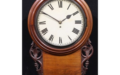 A late Victorian mahogany wall timepiece, 28.5cm circular cl...