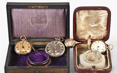 A lot of three European lady's gold pocket watches