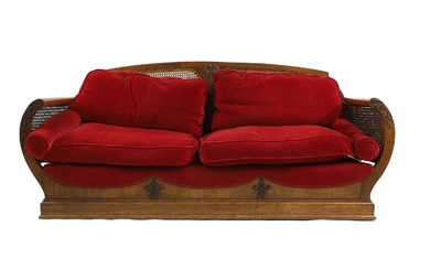 A mahogany Art Deco style sofa