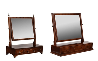 A mahogany and satinwood banded dressing table mirror