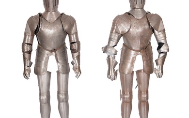 A near pair of metal suits of armour in Italian 16th century...