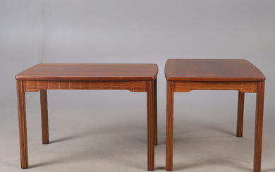 A pair of lamp tables, walnut, Alberts, Tibro, 1970s.