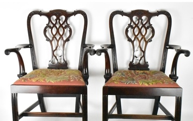 A pair of late 19th century mahogany Chippendale style carve...