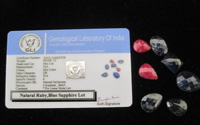 A parcel of seven certified Faceted Gems in various cuts, tw...