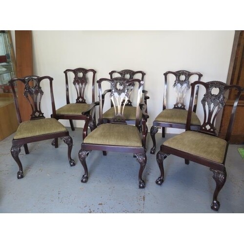 A set of six (4 + 2) mahogany dining chairs circa 1900s sta...