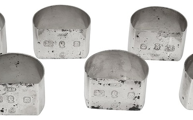 A set of six Elizabeth II silver napkin rings