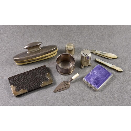 A small group of silver collectables, comprising a silver an...
