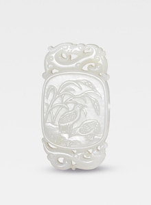 A superb white jade 'quails' pendant