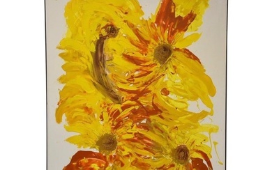 Abstract Yellow Painting Signed "Marty