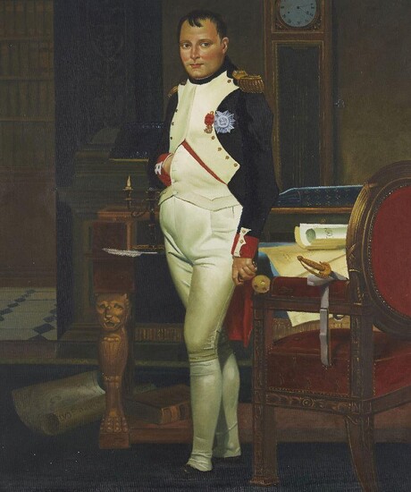 After Jacques-Louis David, French 1748-1825- Napoleon I in his study in the Tuileries, 1812; oil on canvas, 61 x 50.5 cm