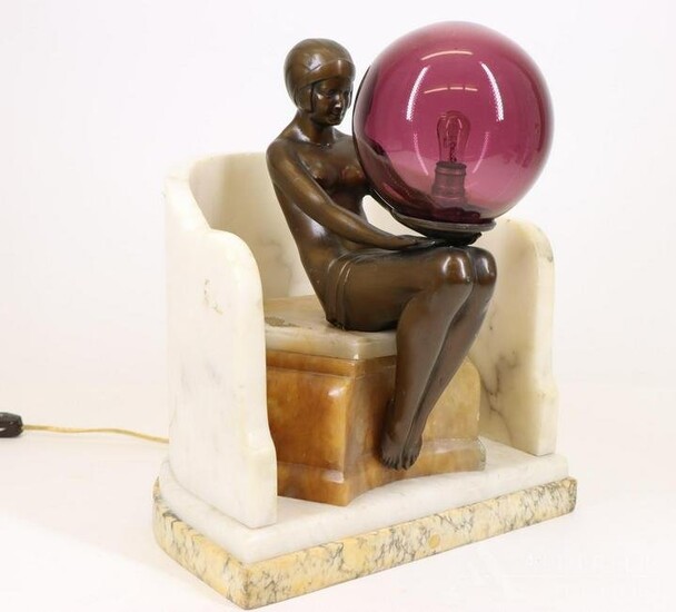 After Max Le Verrier (France 1891-1973) Sculptural Lamp
