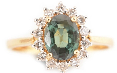 Alexandrite and diamond cluster ring