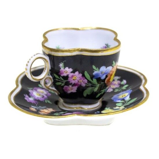 Ambrosius Lamm Porcelain Cup and Saucer, Dresden