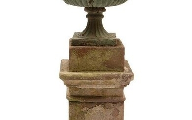 American Cast Iron Garden Urn on Pedestal