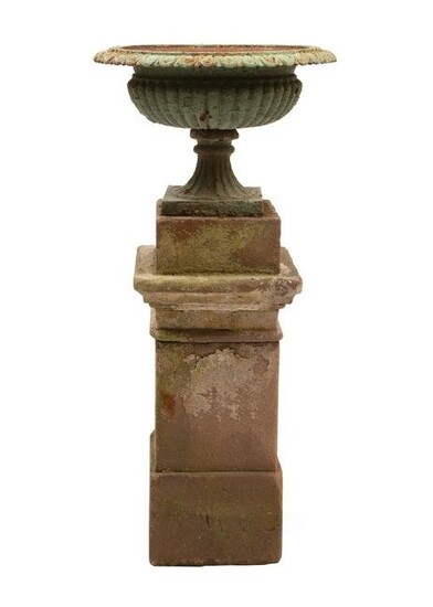 American Cast Iron Garden Urn on Pedestal